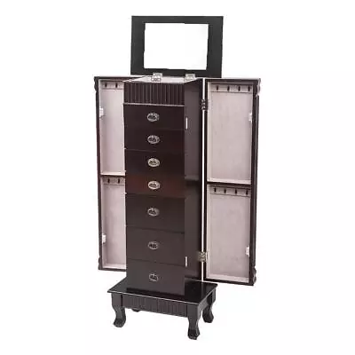 Extra Large Traditional Jewelry Cabinet Armoire With Mirror Display Storage Home • $125.98