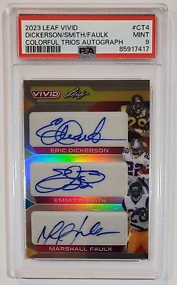 2023 Leaf Vivid Eric DICKERSON Emmitt SMITH FAULK /9 PSA Mint Auto Autograph  • $275