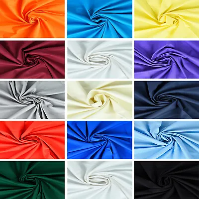 Plain 100% Cotton Fabric 58 Inch Wide Material Metre Plain Coloured NEW COLOURS • £5.49