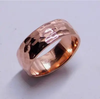 Pure Copper Band Copper Ring Hammered Copper Ring Wedding Band Mens Band Ring • $12.34