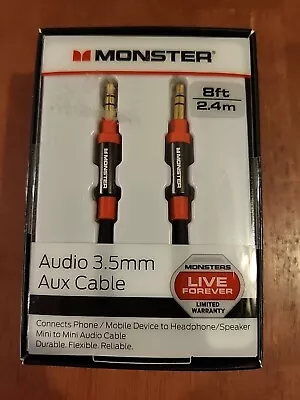 8ft MONSTER 3.5mm AUX Cable Cord HD Audio Mini To Mini High Performance 8' NEW • $8.48