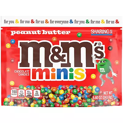 Minis Peanut Butter Milk Chocolate Candy Sharing Size 8.6 Oz. Resealable Bag • $8.59