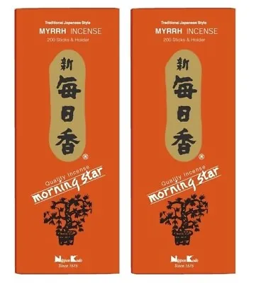 2 BOX Japanese Nippon Kodo Morning Star MYRRH Incense & Holder (Total 400 Stick) • $17.95