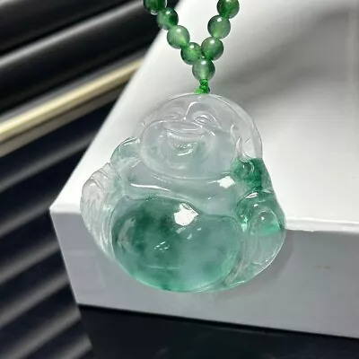 Natural Vintage Icy  Jadeite Jade Smile Buddha Pendant Necklace Amulet【Grade A】 • $59