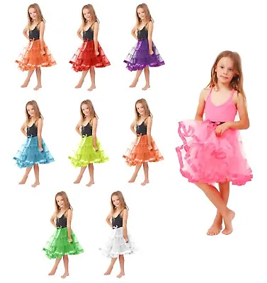 Girls 2 Layers Petticoat Tutu Dance Skirts Children's Age 8-12 Years 18 Inches • £9.99