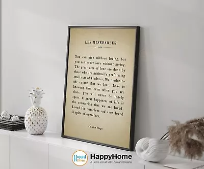 Victor Hugo Les Misérables Quote Wall Art Literary Book Page Print Art -P622 • $215.60