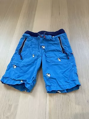 Mini Boden Boys Blue Penguin  Shorts Graphic Khaki Shorts Size 7 Years • $5.99