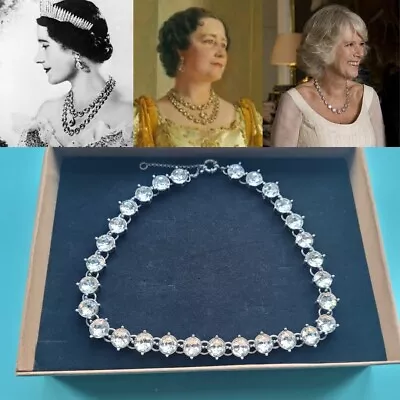 Queen Elizabeth Diamond Collet Coronation Necklaceroyalreplicastatementgift • £29.99