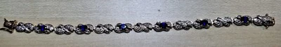 $20.10 • Buy Vintage Gold Over 925 Sterling Silver Sapphire Diamond Acc Tennis Bracelet 