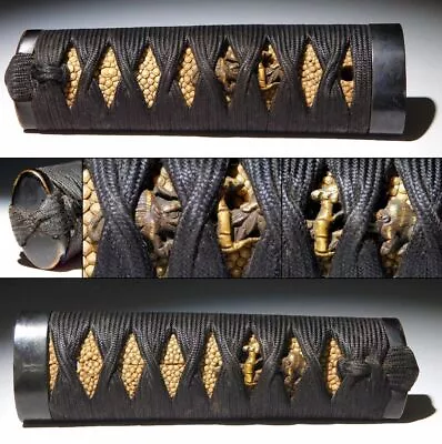 Fine Tiger Menuki Tsuka Sowrd Handle  Edo Original Tsuba Sword Antique • $155