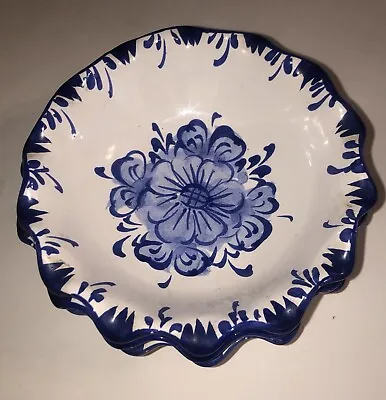 £9.61 • Buy Vintage Vestal Portuguese Pottery Snack Bowls Hand Painted Blue Floral #104