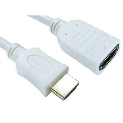 5m Long HDMI EXTENSION Cable Male To Female 3D UHD TV High Speed WHITE Lead • £6.69