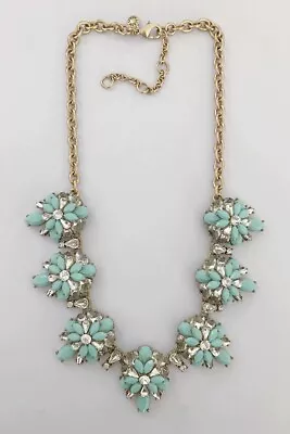 J.crew Gold Tone Mint Green Resincut Crystal 18 -21  Necklace • $12.99