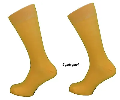 Mens 2 Pair Pack Mustard Yellow Mod Retro Socks • £6.99