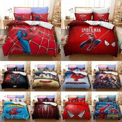 Marvel Superhero Spiderman Bedding Set Duvet Cover Pillowcase Double Queen Gifts • $28.68