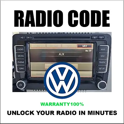 Radio Code Unlock Vw Rcd510 Codes Rcd500 Rcd210 Decode Rns315 19 Fast Service • $5.99