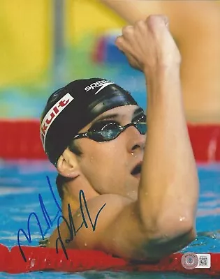 MICHAEL PHELPS OLYMPIC GOLD MEDAL SWIMMER SIGNED 8x10 PHOTO 2 BECKETT BAS COA • $299.99