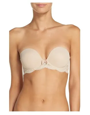 Simone Perele Eden Strapless Underwire Bra Beige Size 32F 8380 • $57