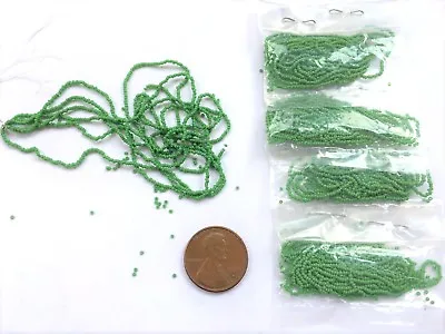 Rare Pre-1900 Antique Micro Seed Beads-20/0 Medium Opaque Green-2.4g Bags  • $6.25