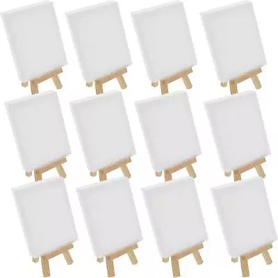 12pk 4  X 6  Stretched Canvas 8  Natural Wood Display Easel Kit Artist Stand • $25.99