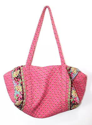 Vintage VERA BRADLEY Large Duffel Bag Pink Floral Pattern Quilted 19 X 10 X 10  • $34.99