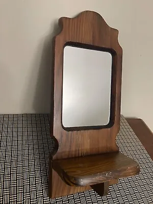 Solid Wood Decorative Rectangle Mirror With Shelf Wall Hanging • $16