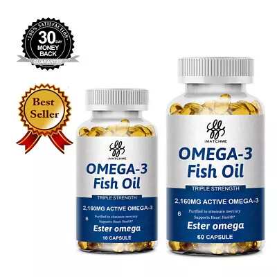 Omega 3 Fish Oil Capsules Triple Strength Joint Support EPA & DHA 2160 Mg • $18.69