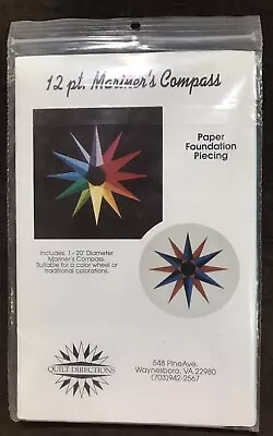 Mariner's Compass 12 Pt. Sampler Paper Foundation Quilt Pattern Directions B1 • $7.95