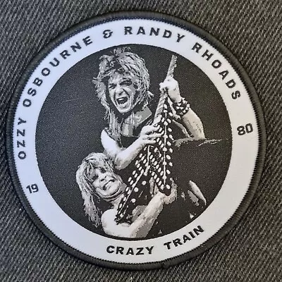 OZZY OSBOURNE & RANDY RHOADS - CRAZY TRAIN  9cm Woven Sew-on Patch (Only 2 Left) • $17.50