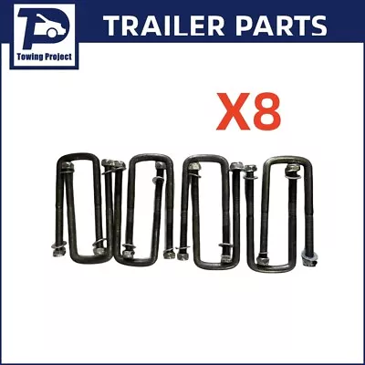 $22.99 • Buy 8X Caravan  Trailer U Bolts Square 50mm X 150mm  Trailer Axle Spring UBOLT Nuts