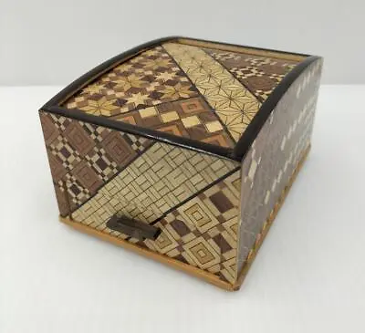 Gimmick Puzzle Box Yosegi Zaiku Hakone Karakuri Trick Box Wooden Drawer • £85.20