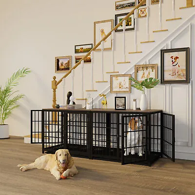£269.97 • Buy Metal Wooden Dog Crate Furniture End Table Heavy Duty Dog Kennel Indoor Pet Shop