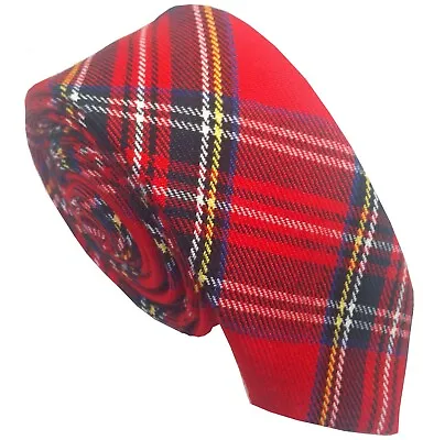 £8.49 • Buy Red Royal Stewart Tartan Plaid Woven Skinny Tie