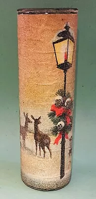 Vintage Christmas Sugar Frosted Pillar Candle House Deers Home And Streetlamp • $19.99