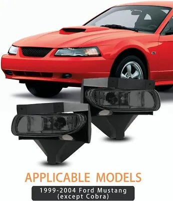 For 1999 2000 2001 2002 2003 2004 Ford Mustang Fog Lights Lamps Smoke Lens Pair • $25.29