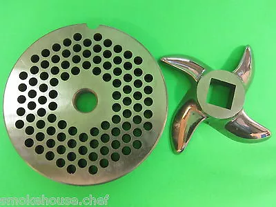 #22 X 3/16  Meat Grinder PLATE & KNIFE STAINLESS  Fits Hobart Tor-Rey LEM & More • $36.75