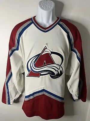 Vintage Colorado Avalanche Size XL Hockey Jersey CCM Home White • $49.90