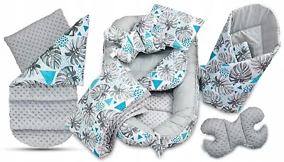 Baby 6pcs Double-sided Soft Cocoon Bed Cushion BLUE LEAVES • £44.99
