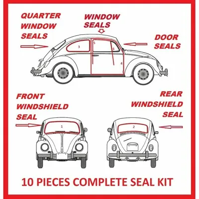 Volkswagen VW BUG Beetle 1958 - 1964 Complete Seal Kit Windows Doors 10 Pieces • $246.91