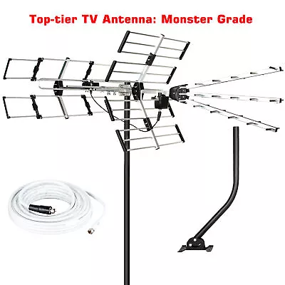 Yagi  HDTV Antenna Outdoor Long Range 24 Elements 4K ATSC 3.0 UHF VHF W/ Pole • $118.99