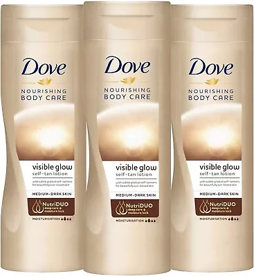 £11.50 • Buy Dove Visible Glow Gradual Self-tan Body Lotion Medium-dark; 3 Pack