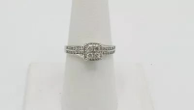 .50CT Zales Diamond Halo Solitaire Wedding Engagement Bridal Ring 10K White Gold • $349.99