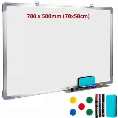 Magnetic Whiteboard Large 70 * 50 White Board Dry Wipe Notice Office School Home • £15.15