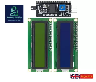 LCD Display 1602 2004 I2C Interface Green Blue For Arduino UK (E102) • £3.35