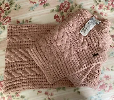 Hollister New Pink Cable Knit Warm Thick 6ft Scarf.. • £18