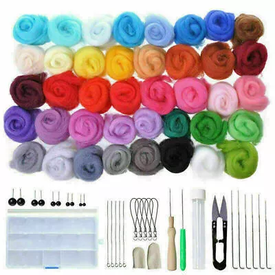 Needle Felting Starter Tool Kit Set Wool Roving 40 Colors Set For DIY Gift • £12.99