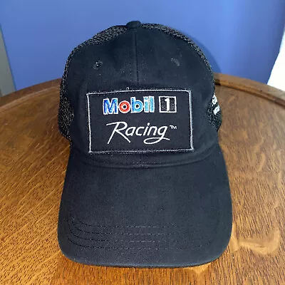 MOBIL 1 Black Mesh Cap Hat W/ Racing Patch Adjustable OSFM • $10.99