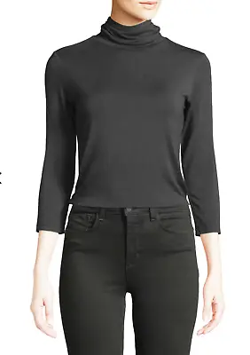 Nwot L'agence  Aja  Black Turtle Neck 3/4 Sleeve Jersey Top   Size: L Xl • $74.99