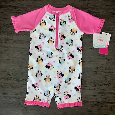 Minnie Mouse Disney Baby Swim Suit Girl 1 Piece UPF 50+ NWT • $18.99