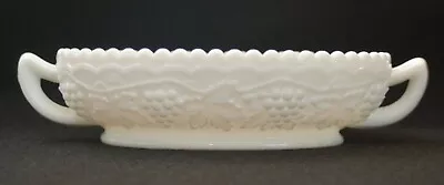 WESTMORELAND Milk Glass Oblong Relish Tray Sawtooth Edge Paneled Grape MINT • $11